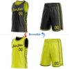 Custom Reversible Black Neon Yellow Double Side Star Sublimation Basketball Suit Jersey