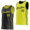 Custom Reversible Black Neon Yellow Double Side Star Sublimation Basketball Suit Jersey