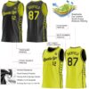 Custom Reversible Black Neon Yellow Double Side Star Sublimation Basketball Suit Jersey