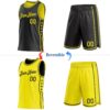 Custom Reversible Black Light Yellow Double Side Star Sublimation Basketball Suit Jersey