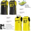 Custom Reversible Black Light Yellow Double Side Star Sublimation Basketball Suit Jersey