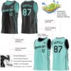 Custom Reversible Black Ice Blue Double Side Star Sublimation Basketball Suit Jersey