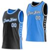 Custom Reversible Black White-Powder Blue Double Side Star Sublimation Basketball Suit Jersey