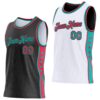 Custom Reversible Black Neon Pink-Aqua Double Side Star Sublimation Basketball Suit Jersey