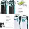 Custom Reversible Black White-Aqua Double Side Star Sublimation Basketball Suit Jersey
