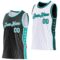 Custom Reversible Black White-Aqua Double Side Star Sublimation Basketball Suit Jersey