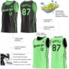 Custom Reversible Black Pea Green Double Side Star Sublimation Basketball Suit Jersey