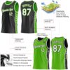 Custom Reversible Black White-Aurora Green Double Side Star Sublimation Basketball Suit Jersey