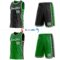 Custom Reversible Black White-Grass Green Double Side Star Sublimation Basketball Suit Jersey