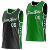 Custom Reversible Black White-Grass Green Double Side Star Sublimation Basketball Suit Jersey