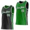 Custom Reversible Black White-Grass Green Double Side Star Sublimation Basketball Suit Jersey