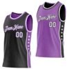 Custom Reversible Black White-Medium Purple Double Side Star Sublimation Basketball Suit Jersey