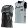 Custom Reversible Black Silver Double Side Star Sublimation Basketball Suit Jersey