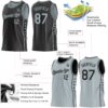 Custom Reversible Black Silver Double Side Star Sublimation Basketball Suit Jersey