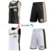 Custom Reversible Black Vegas Gold-White Double Side Star Sublimation Basketball Suit Jersey