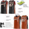 Custom Reversible Black White-Texas Orange Double Side Star Sublimation Basketball Suit Jersey
