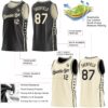 Custom Reversible Black Cream Double Side Star Sublimation Basketball Suit Jersey