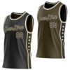 Custom Reversible Black Olive-Cream Double Side Star Sublimation Basketball Suit Jersey