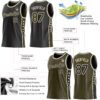 Custom Reversible Black Olive-Cream Double Side Star Sublimation Basketball Suit Jersey