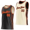 Custom Reversible Black Orange Double Side Star Sublimation Basketball Suit Jersey