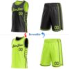 Custom Reversible Black Neon Green Double Side Star Sublimation Basketball Suit Jersey