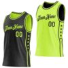 Custom Reversible Black Neon Green Double Side Star Sublimation Basketball Suit Jersey