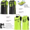 Custom Reversible Black Neon Green Double Side Star Sublimation Basketball Suit Jersey
