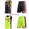Custom Reversible Black Neon Green-Pink Double Side Star Sublimation Basketball Suit Jersey