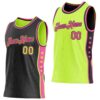 Custom Reversible Black Neon Green-Pink Double Side Star Sublimation Basketball Suit Jersey