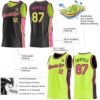Custom Reversible Black Neon Green-Pink Double Side Star Sublimation Basketball Suit Jersey