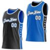 Custom Reversible Black White-Blue Double Side Star Sublimation Basketball Suit Jersey