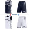 Custom Reversible Navy White Double Side Star Sublimation Basketball Suit Jersey