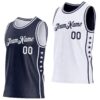 Custom Reversible Navy White Double Side Star Sublimation Basketball Suit Jersey