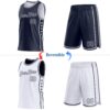Custom Reversible Navy White Double Side Star Sublimation Basketball Suit Jersey