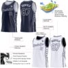 Custom Reversible Navy White Double Side Star Sublimation Basketball Suit Jersey