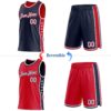 Custom Reversible Navy White-Red Double Side Star Sublimation Basketball Suit Jersey