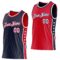 Custom Reversible Navy White-Red Double Side Star Sublimation Basketball Suit Jersey