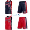Custom Reversible Navy Red-White Double Side Star Sublimation Basketball Suit Jersey