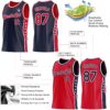 Custom Reversible Navy Red-White Double Side Star Sublimation Basketball Suit Jersey