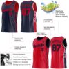 Custom Reversible Navy Red Double Side Star Sublimation Basketball Suit Jersey