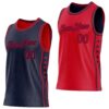 Custom Reversible Navy Red Double Side Star Sublimation Basketball Suit Jersey
