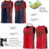 Custom Reversible Navy Red-Old Gold Double Side Star Sublimation Basketball Suit Jersey