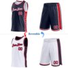 Custom Reversible Navy Red-White Double Side Star Sublimation Basketball Suit Jersey