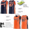 Custom Reversible Navy Orange-White Double Side Star Sublimation Basketball Suit Jersey