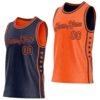 Custom Reversible Navy Orange Double Side Star Sublimation Basketball Suit Jersey