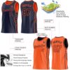 Custom Reversible Navy Orange Double Side Star Sublimation Basketball Suit Jersey