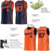 Custom Reversible Navy Orange Double Side Star Sublimation Basketball Suit Jersey