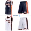 Custom Reversible Navy White-Orange Double Side Star Sublimation Basketball Suit Jersey