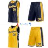 Custom Reversible Navy Gold-White Double Side Star Sublimation Basketball Suit Jersey