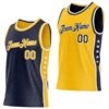 Custom Reversible Navy Gold-White Double Side Star Sublimation Basketball Suit Jersey